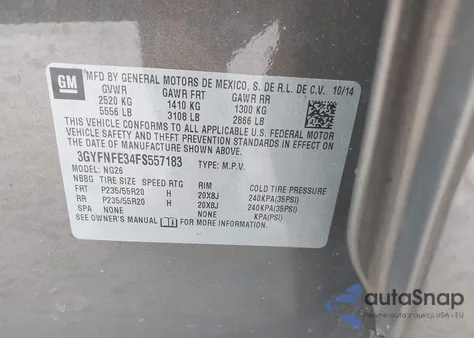 2015 Cadillac Srx Performance Collection из США, поврежденный, VIN 3GYFNFE34FS557183